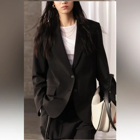 Zara Oversized Wool Blend Jacket Blazer Coat ZW Collection Black size XS NWT - Picture 2 of 16